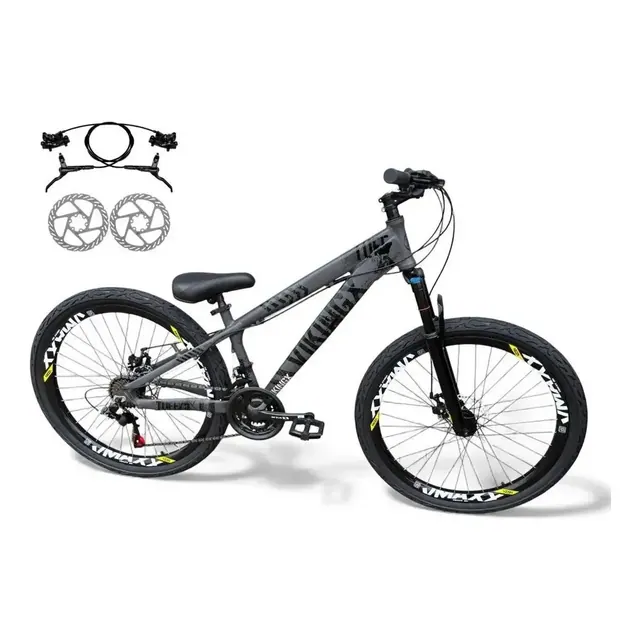 VikingX Bicicleta VikingX Tuff 25 Aro 26 21v Freio Hidráulico Pneu Flame Cinza